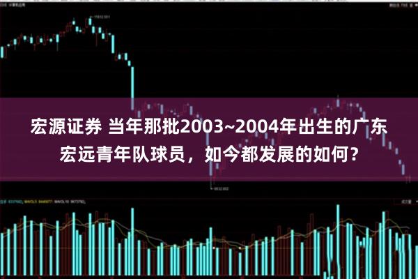 宏源证券 当年那批2003~2004年出生的广东宏远青年队球员，如今都发展的如何？